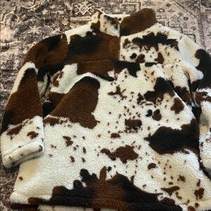 Brown and White Fleece Pullover